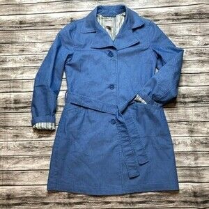Old Navy Collection Stretch Denim Trench Coat XS Extra Small Vintage VTG Belted